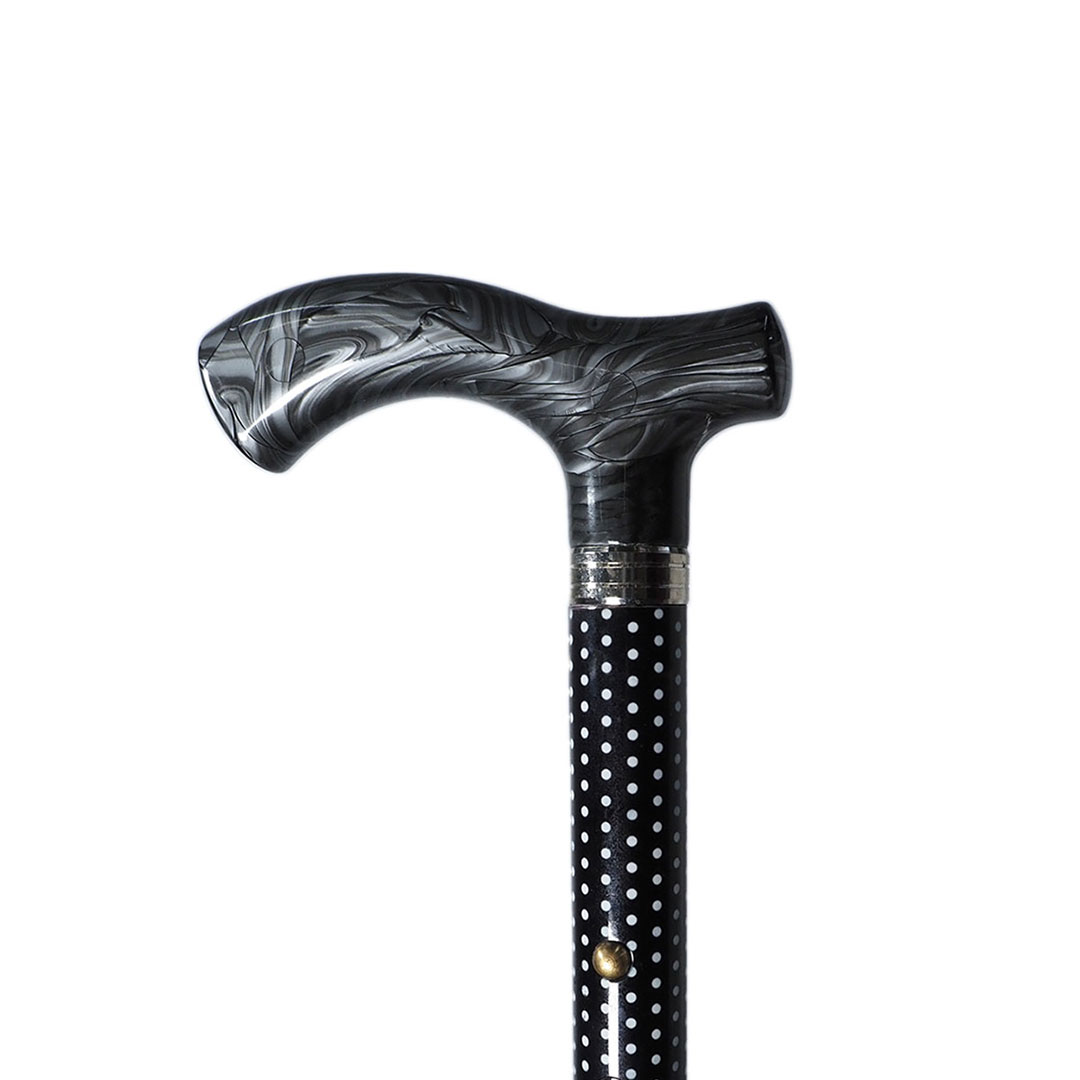 Bastón plegables 4 tramos. Palo de puntos blancos.